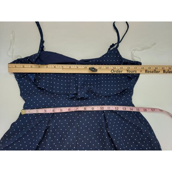 Francescas Trixxi Navy Blue Romper Flounce Cottagecore Polka Dot NEW L - Picture 4 of 12